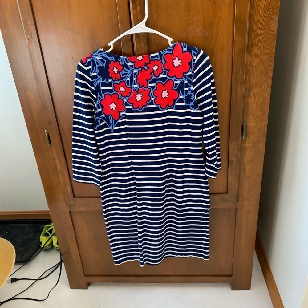 Talbots petites 💯 cotton striped floral dress size PS 16 NEW $99